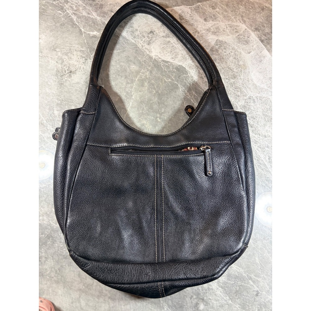 Tignanello Hobo Pebbled Leather Pocket Purse - Shoulder Bag Medium Black